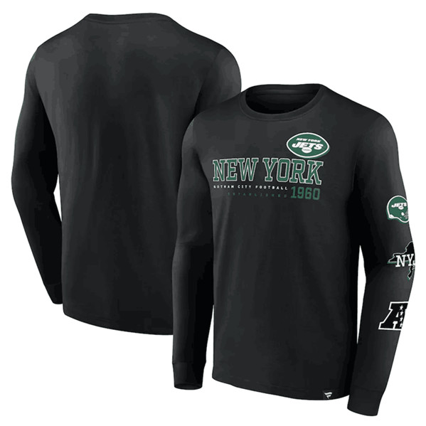 New York Jets Black High Whip Pitcher Long Sleeve T-Shirt